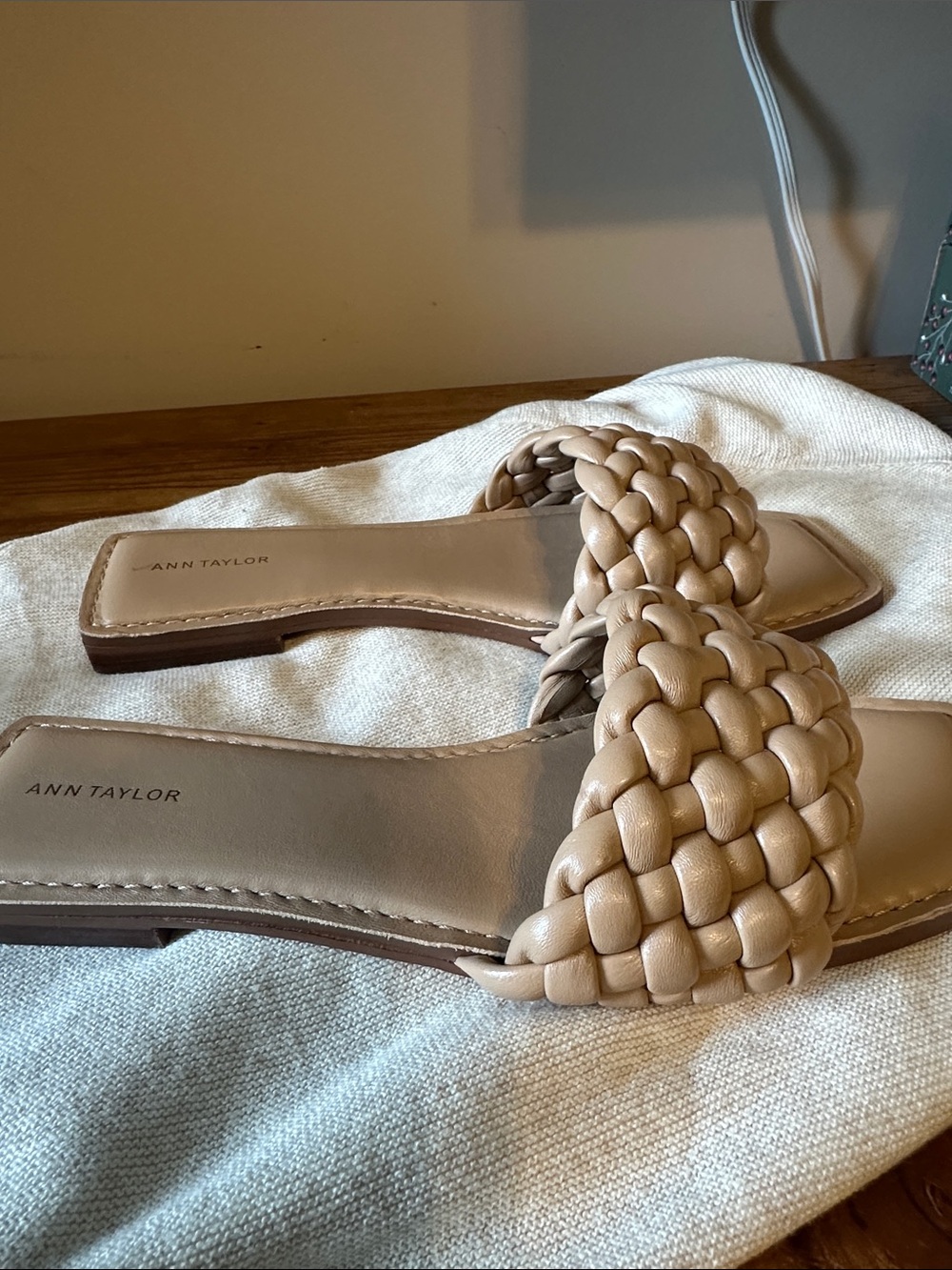 Ann Taylor Woven Slide Sandals in Beige - Picture 2 of 3